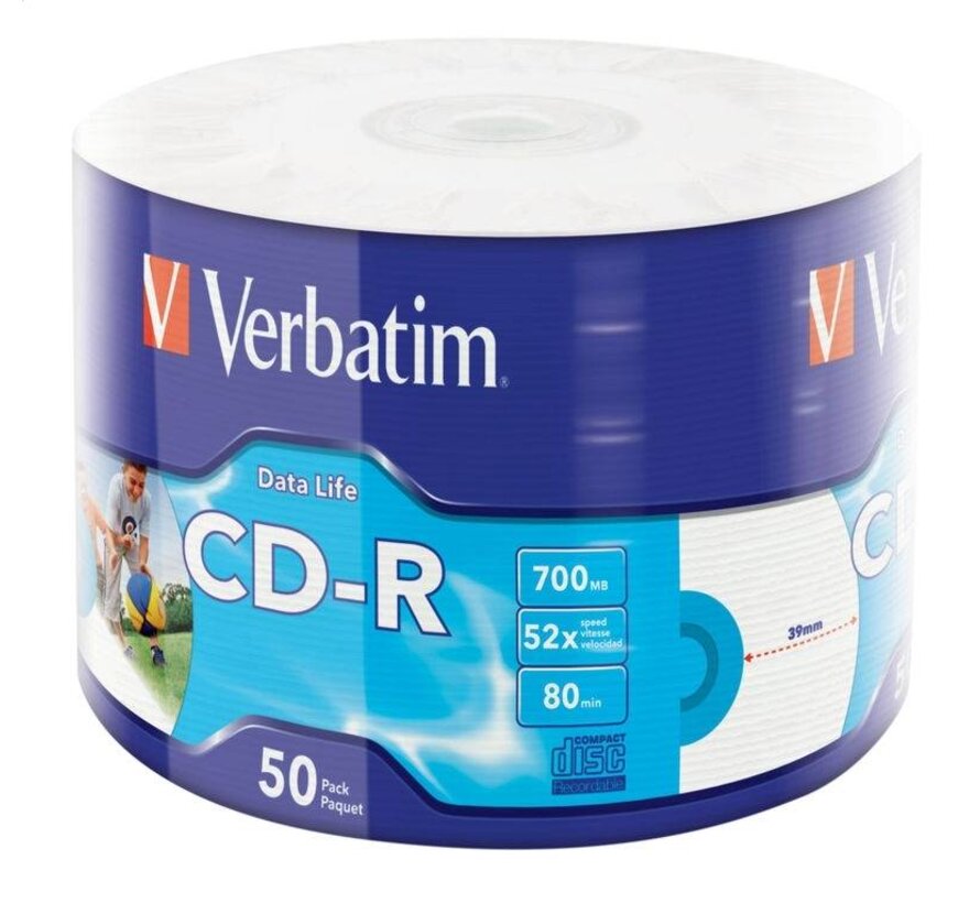 VERBATIM CD-R 700MB 52X PRINTABLE DATA LIFE SP*50  43794