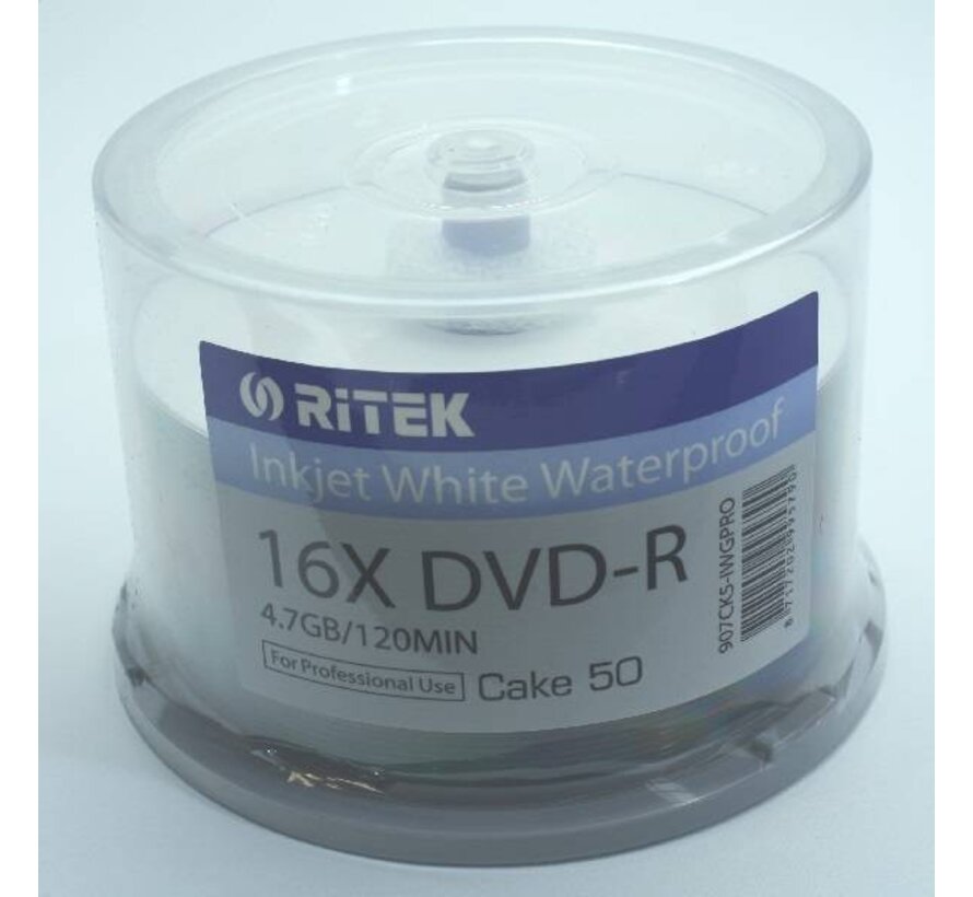 TRAXDATA DVD-R 4,7GB 16X WHITE GLOSSY WATERPROOF PRINT CAKE 50 907CK50IWGPRO