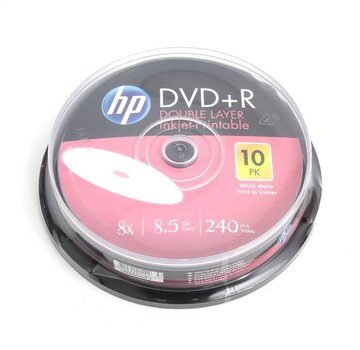 HP HP DL DVD+R 8.5GB 8X WHITE FF InkJet Printable CAKE 10