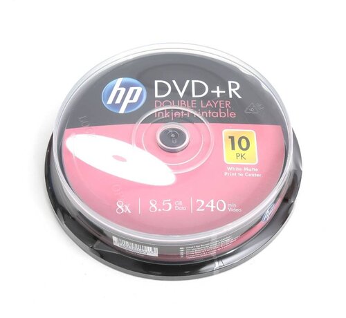 HP HP DL DVD+R 8.5GB 8X WHITE FF InkJet Printable CAKE 10