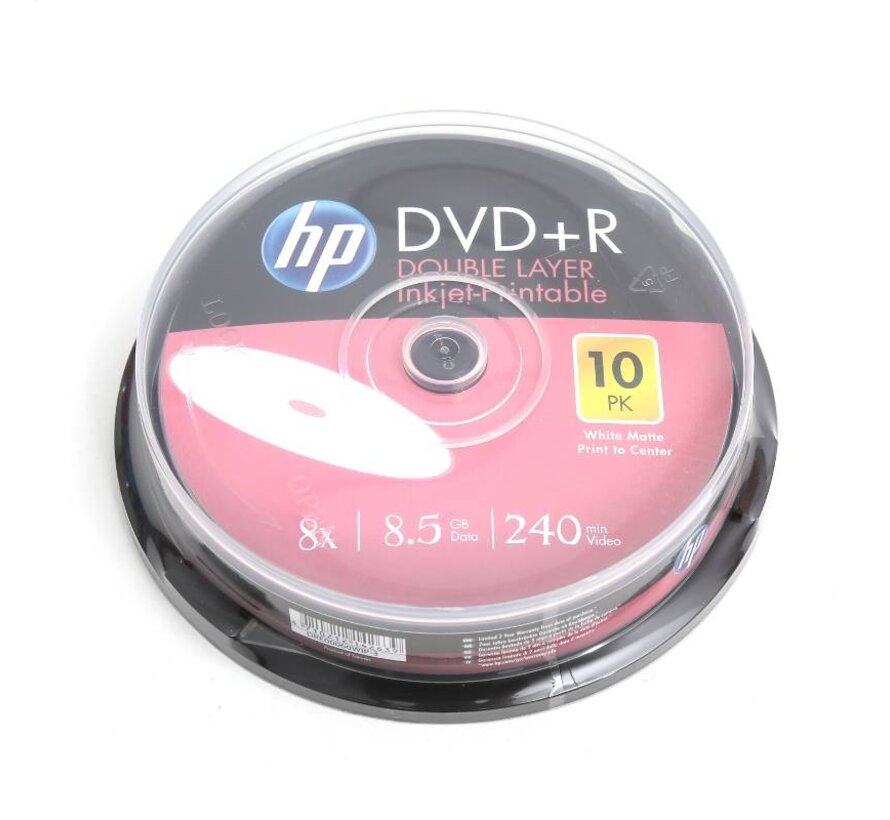 HP DL DVD+R 8.5GB 8X WHITE FF InkJet Printable CAKE 10