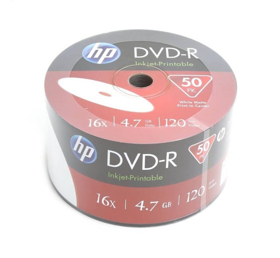 HP DVD-R 4.7GB 16X WHITE FF InkJet Printable White SP*50