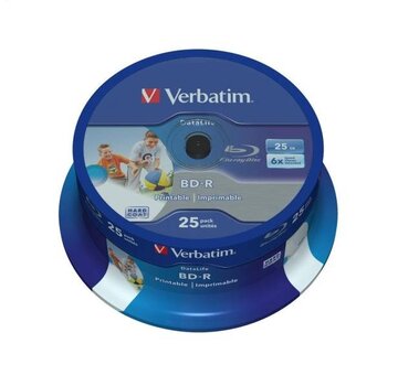 Verbatim VERBATIM BD-R BLU-RAY 25GB 6X WIDE PRINTABLE CAKE*25 43811