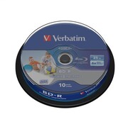 Verbatim VERBATIM BD-R BLU-RAY 25GB 6X WIDE PRINTABLE CAKE*10 43804