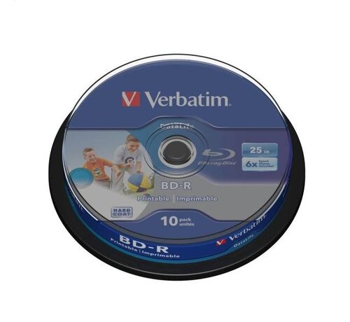 Verbatim VERBATIM BD-R BLU-RAY 25GB 6X WIDE PRINTABLE CAKE*10 43804