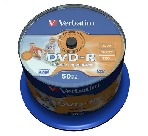 Verbatim VERBATIM DVD-R 4,7GB 16X PRINTABLE FULL CAKE*50  43533