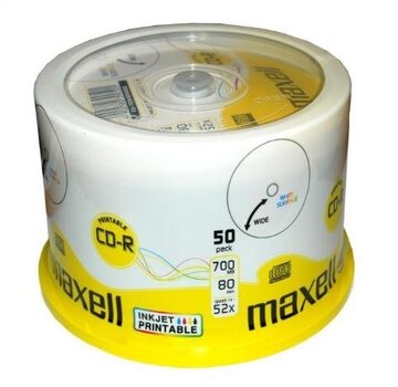 Maxell MAXELL CD-R 700MB 52X WHITE INKJET PRINTABLE 624006.40.CN