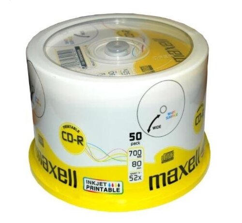 Maxell MAXELL CD-R 700MB 52X WHITE INKJET PRINTABLE 624006.40.CN