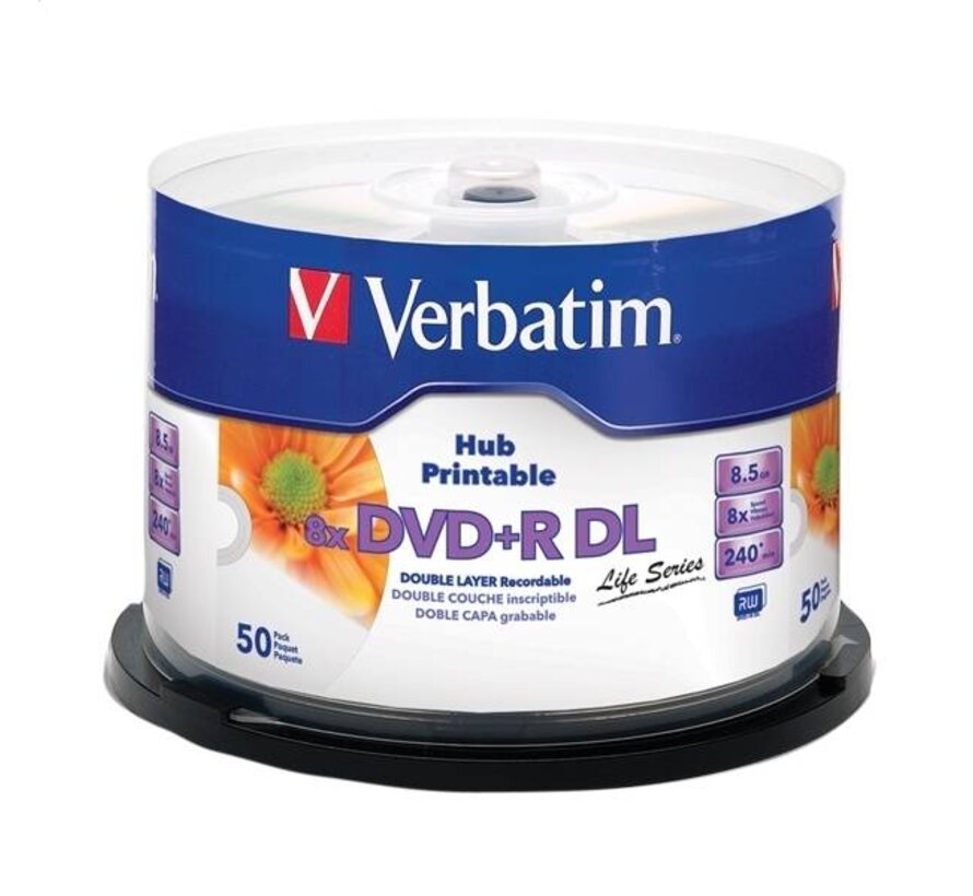 VERBATIM DVD+R 8,5GB 8X DOUBLE LAYER PRINTABLE CAKE*50 97693
