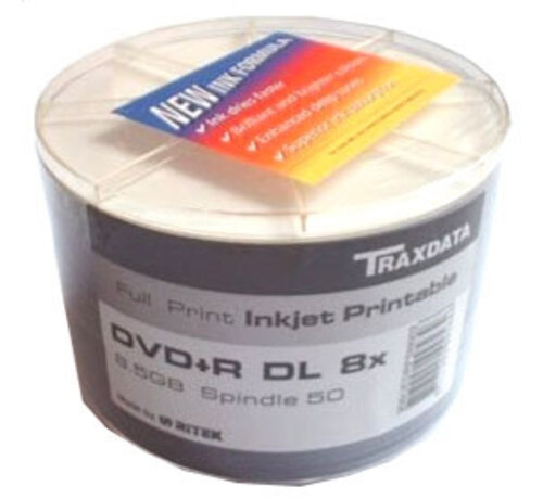 Traxdata TRAXDATA DVD+R 8,5GB 8X DOUBLE LAYER FF WHITE PRINTABLE SP*50  906DL8XNOPCPL