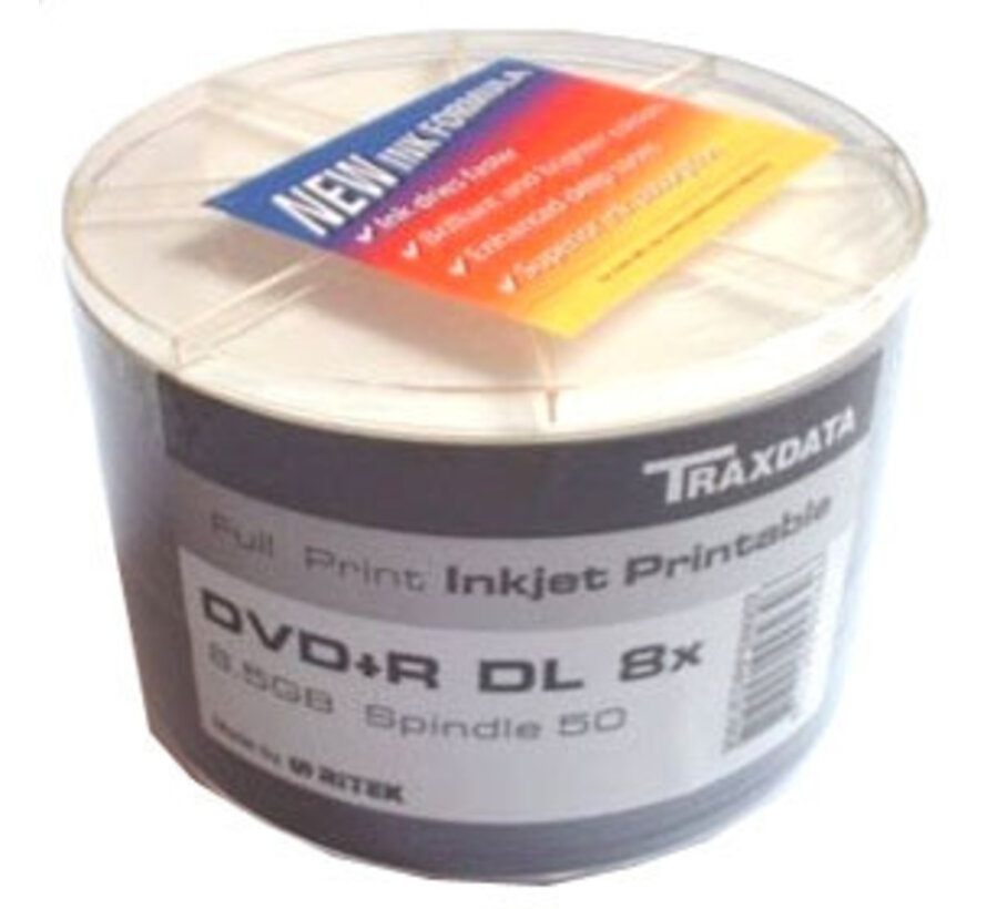 TRAXDATA DVD+R 8,5GB 8X DOUBLE LAYER FF WHITE PRINTABLE SP*50  906DL8XNOPCPL