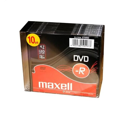 Maxell MAXELL DVD-R 4,7GB 16X SLIM*10 275592.40.TW