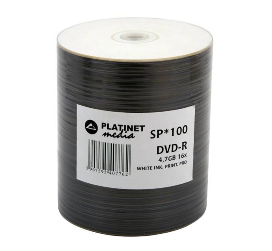 DVD-R 4,7GB PLATINET Pro Imprimable 16X Blanc SP*100 [41012]