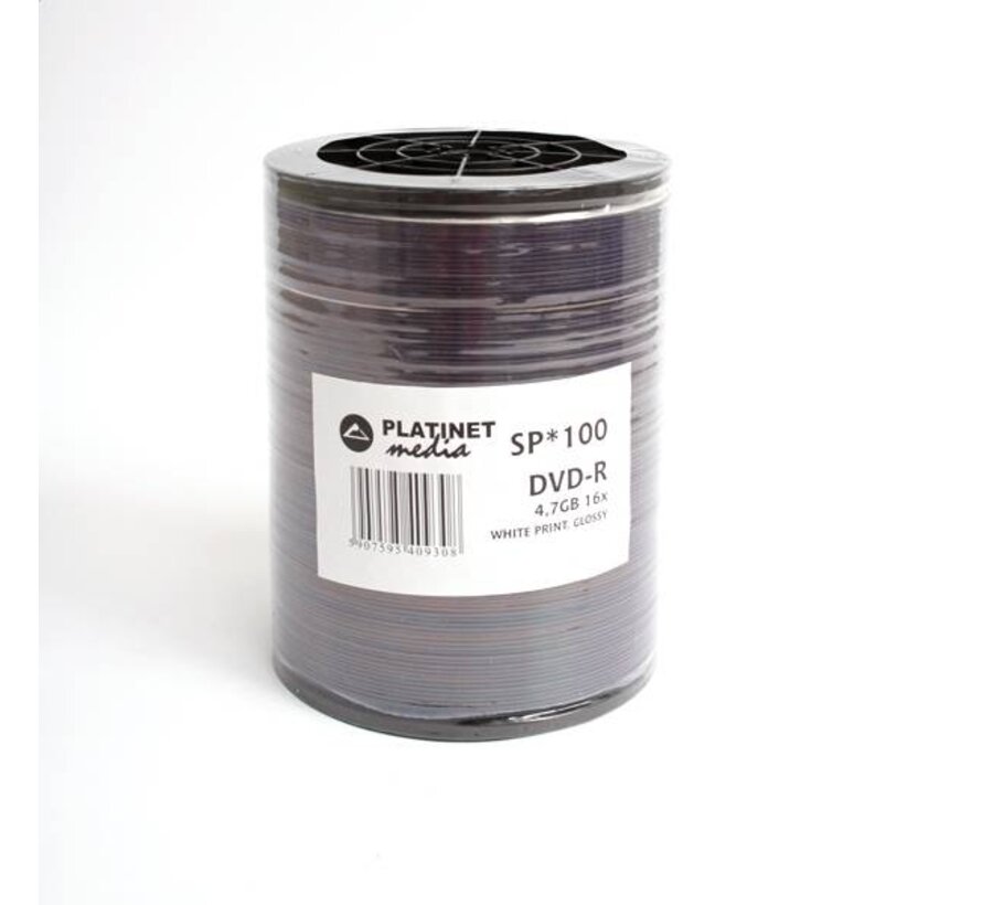 PLATINET DVD-R 4,7GB 16X GLOSSY WHITE PRINT SP*100 [40930]