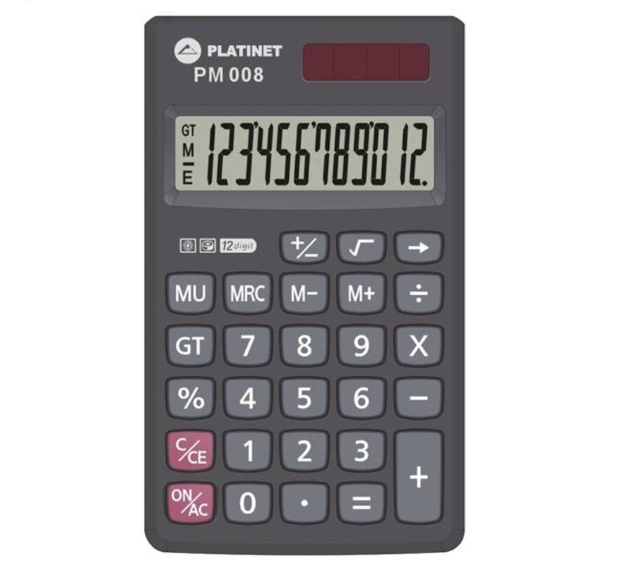 CALCULATRICE DE POCHE PLATINET PM008 40467 Affichage 12 chiffres