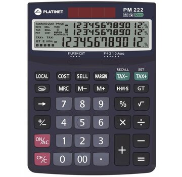 Platinet PLATINET CALCULATOR PM222TE          12D TAX MAR     COST SELL MARGIN   Desktop calculator   3 line display   Tax & Business   new