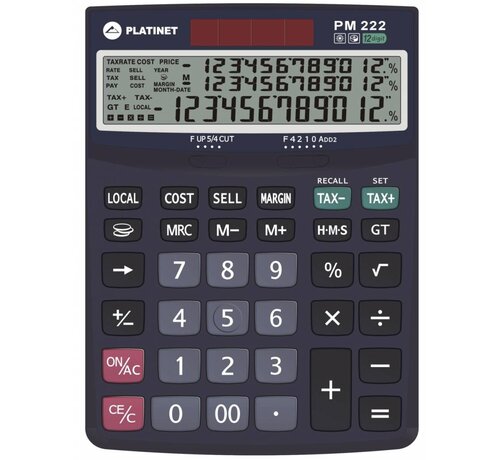 Platinet PLATINET CALCULATOR PM222TE          12D TAX MAR     COST SELL MARGIN   Desktop calculator   3 line display   Tax & Business   new