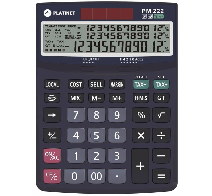 PLATINET CALCULATOR PM222TE          12D TAX MAR     COST SELL MARGIN   Desktop calculator   3 line display   Tax & Business   new