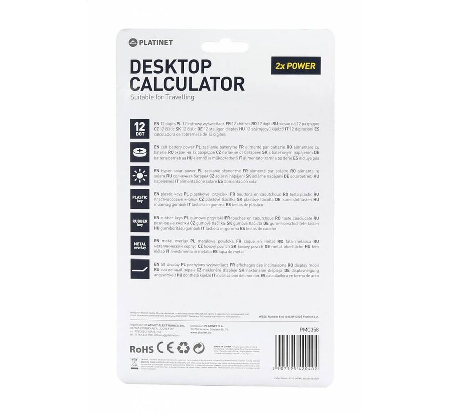 PLATINET POCKET CALCULATOR PMC358