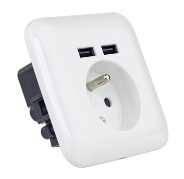 Platinet PLATINET WALL SOCKET FRENCH + 2 USB 2.1A