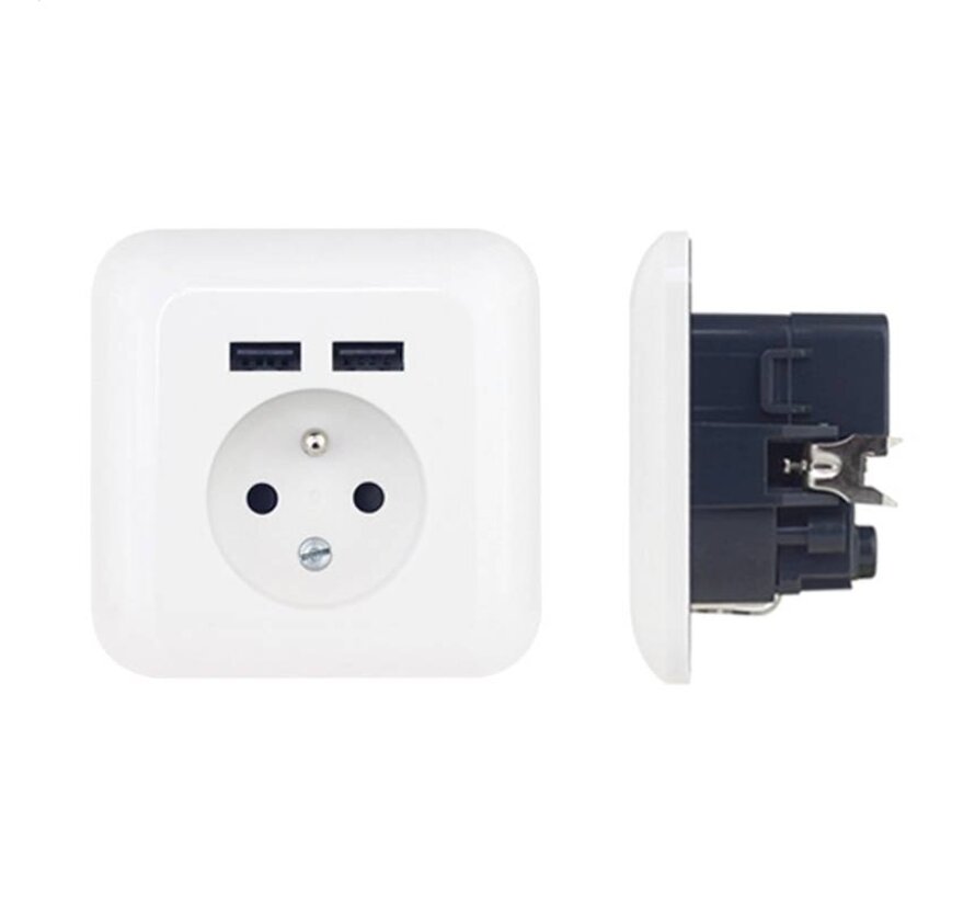 PLATINET WALL SOCKET FRENCH + 2 USB 2.1A