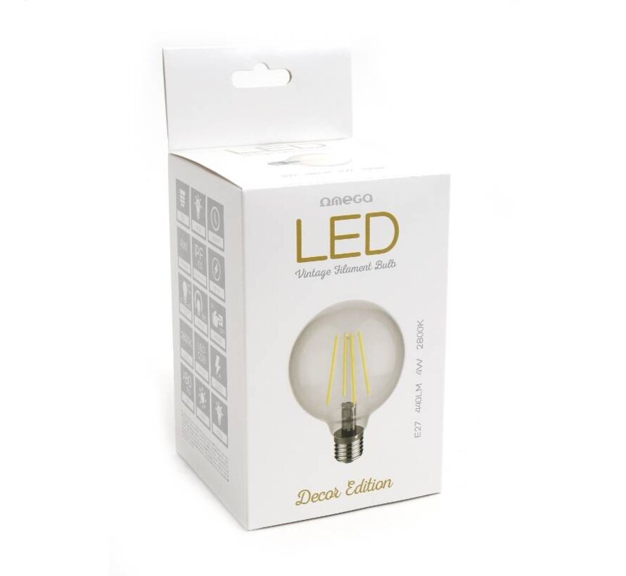 OMEGA LED BULB FILAMENT E27 2800K 4W GLOBE