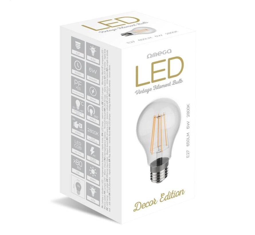 OMEGA LED BULB FILAMENT E27 2800K 6W