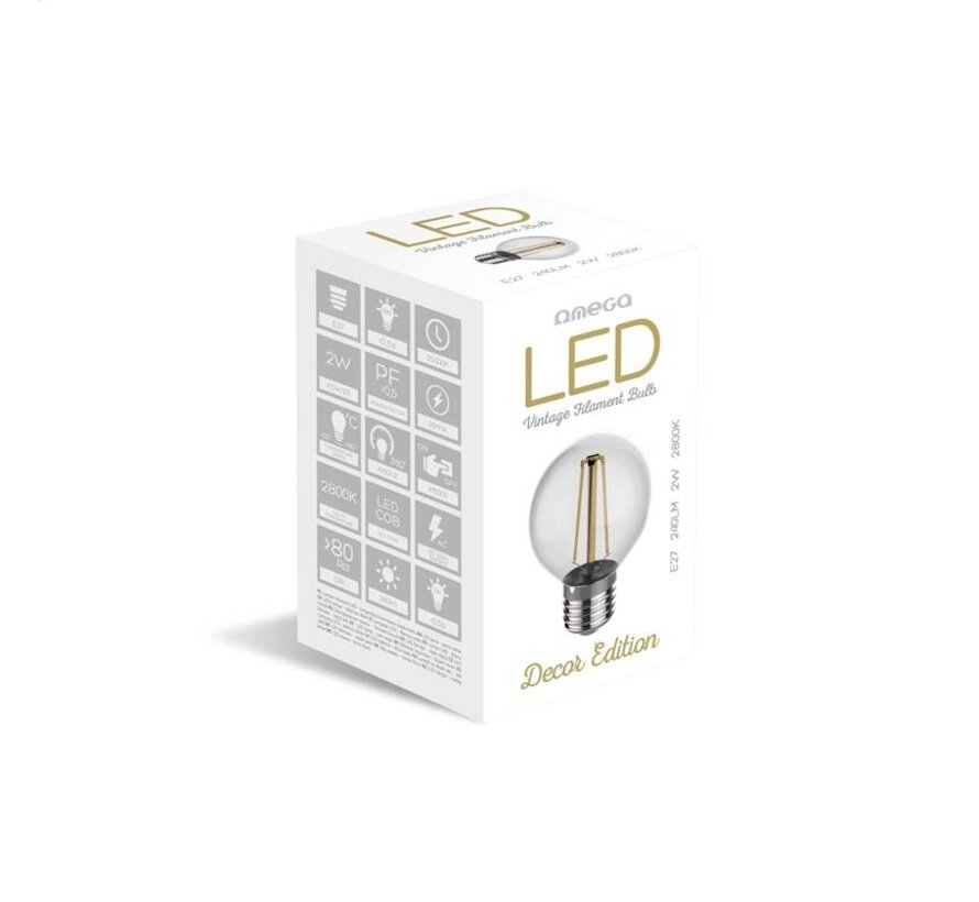 OMEGA LED BULB FILAMENT E27 2800K 2W