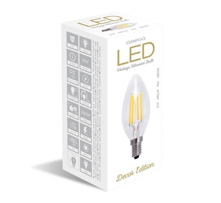 OMEGA AMPOULE LED FILAMENT E14 2800K CANDLE (43552)