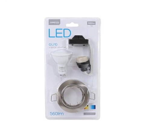 Omega OMEGA SPOTLIGHT HOLDER ROUND NICKEL WITH LED GU10 7W 2800K