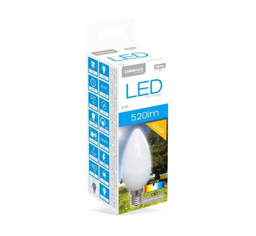 OMEGA AMPOULE LED CONFORT 4200K E14 6W CANDLE (43395)