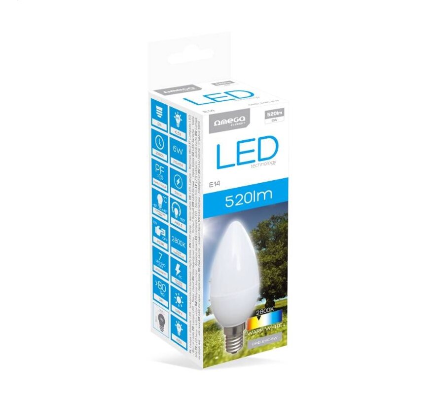 OMEGA LED BULB COMFORT 2800K E14 6W CANDLE (43394)