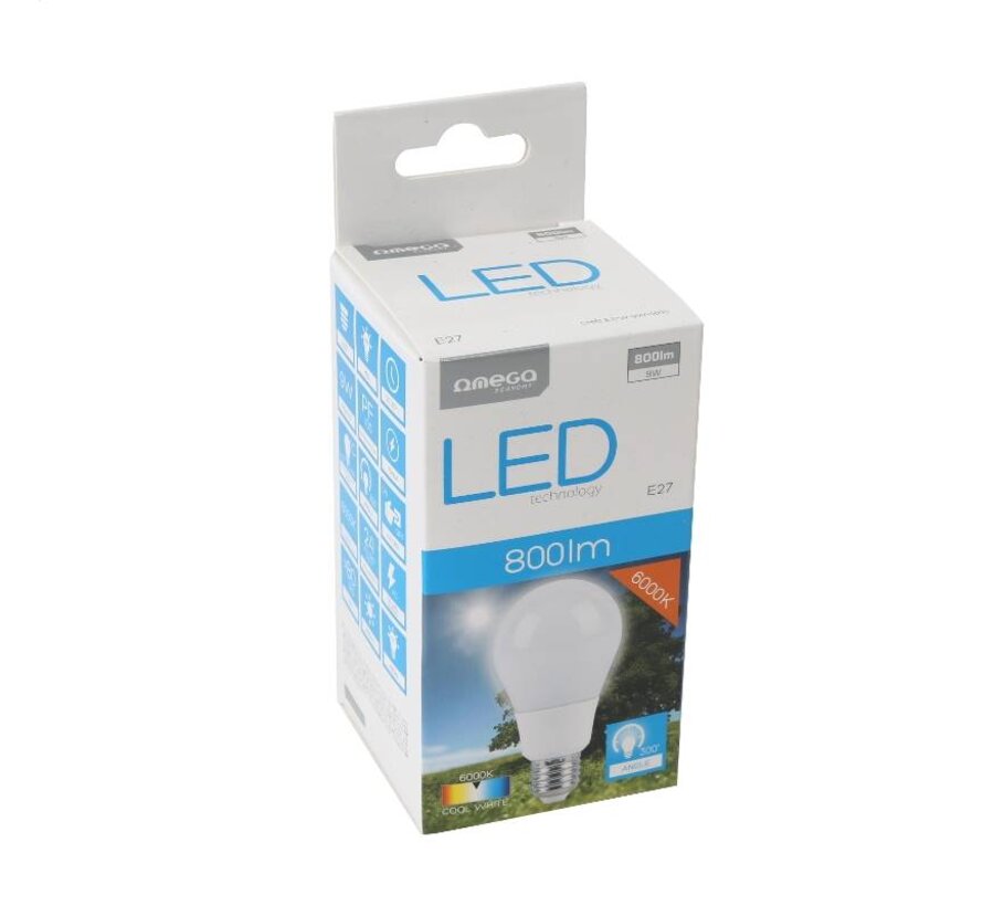 OMEGA AMPOULE LED WIDE ANGLE 6000K E27 9W (43027)