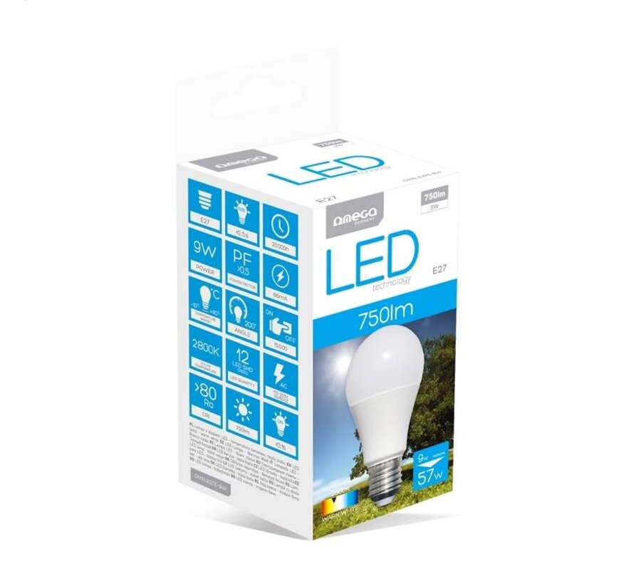 AMPOULE LED ECO OMEGA 2800K E27 9W 42360