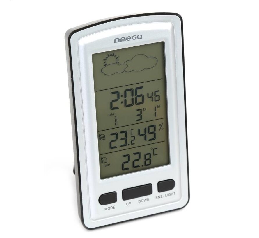 OMEGA DIGITAL WEATHER STATION LCD INDOOR/OUTDOOR WIRELLESS