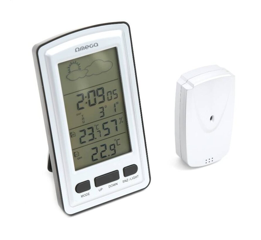 STATION METEO NUMERIQUE OMEGA LCD INTERIEUR/EXTERIEUR SANS FIL