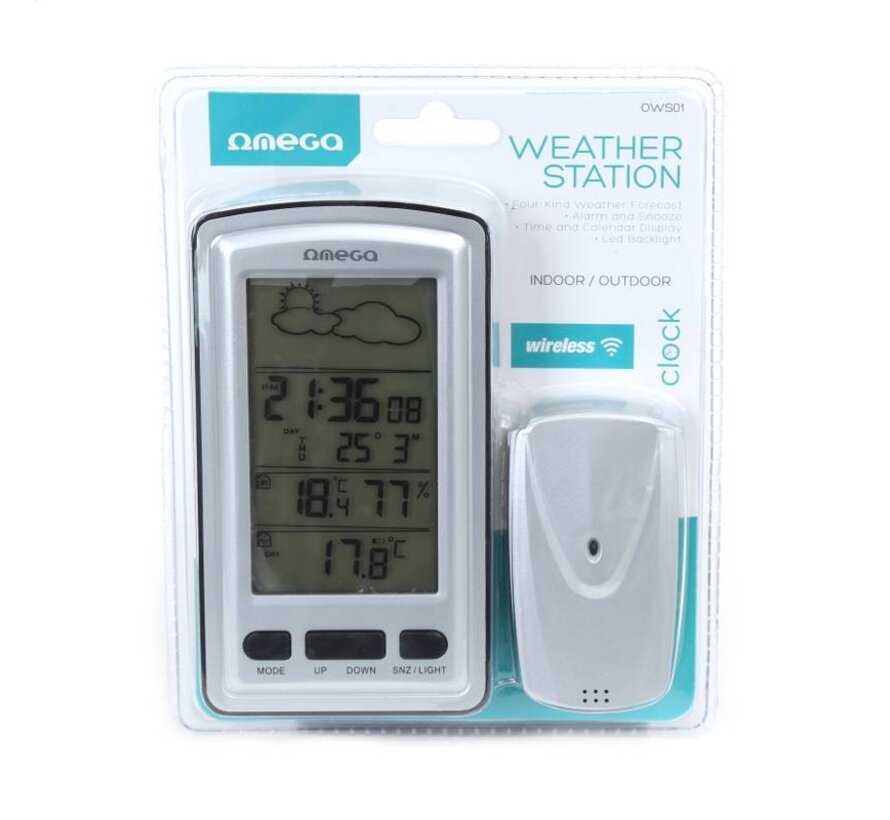 OMEGA DIGITAL WEATHER STATION LCD INDOOR/OUTDOOR WIRELLESS