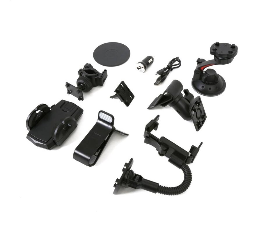 OMEGA UNIVERSAL CAR & BIKE ACCESSORIES KIT 10 IN 1 FOR SMARTPHONES & GPS 42833