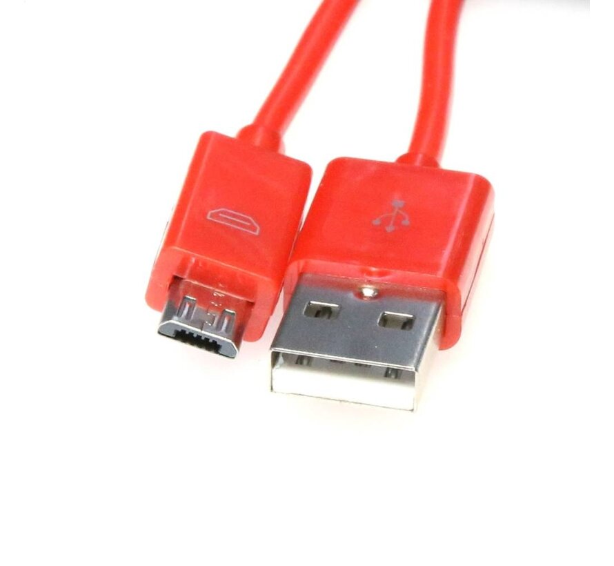 OMEGA BAJA PVC MICRO USB TO USB & DATA POLY CABLE 1M RED [44342]