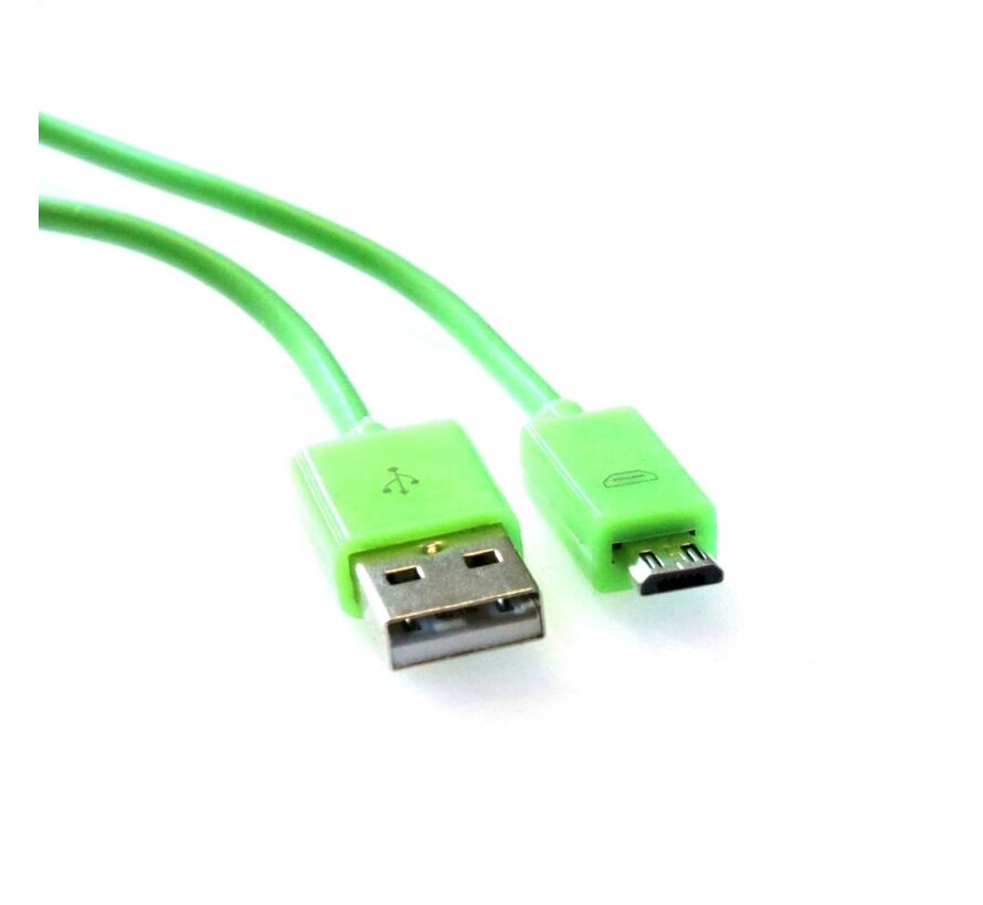 OMEGA BAJA PVC MICRO USB TO USB & DATA POLY CABLE 1M GREEN [44341]