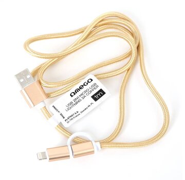 Omega OMEGA USB CABLE 2IN1 MICRO USB - LIGHTNING 2A COPPER BULK 1M BLACK [44317]