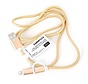 CABLE OMEGA USB 2en1 MICRO-USB LIGHTNING 2A COPPER BULK 1M DORE [44318]