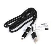 Omega CABLE OMEGA USB 2en1 MICRO-USB LIGHTNING 2A COPPER BULK 1M Noir [44317]