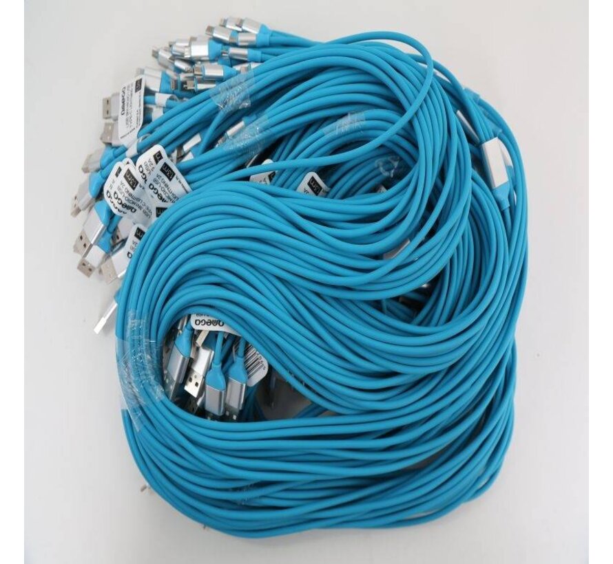 OMEGA USB CABLE 3IN1 MICRO-USB TYPE-C LIGHTNING 2A POLY 1,3M BLUE [44275]