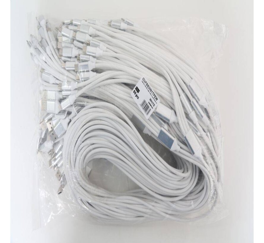 OMEGA USB CABLE 3IN1 MICRO-USB TYPE-C LIGHTNING 2A POLY 1,3M WHITE [44277]