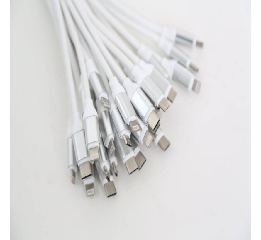 OMEGA USB CABLE 3IN1 MICRO-USB TYPE-C LIGHTNING 2A POLY 1,3M WHITE [44277]