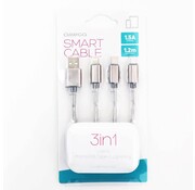 Omega OMEGA USB CABLE 3IN1 MICRO-USB TYPE-C LIGHTNING 1,5A 1,2M GREY [44272