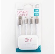 Omega OMEGA USB CABLE 3IN1 MICRO-USB TYPE-C LIGHTNING 1,5A 1,2M SILVER [44274]