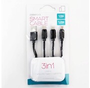 Omega OMEGA USB CABLE 3IN1 MICRO-USB TYPE-C LIGHTNING 1,5A 1,2M BLACK [44270]