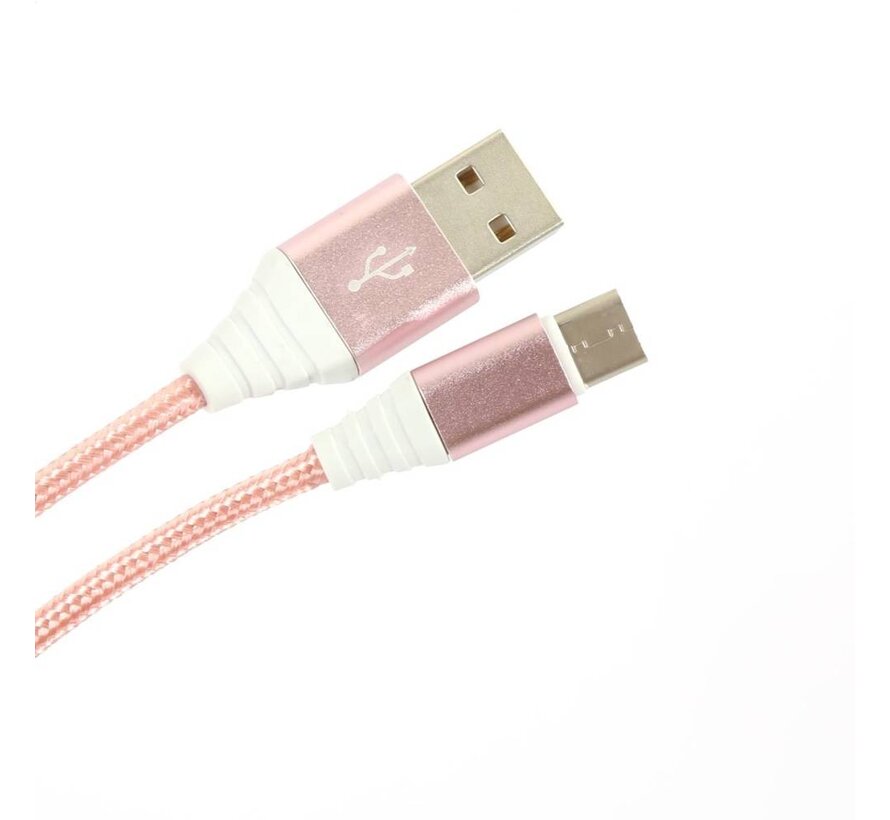 OMEGA FABRIC BRAIDED TYPE-C TO USB 2A 118 COPPER 1M ROSE GOLD [44268]